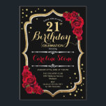 21:a födelsedag - Guld Black Röd ros Inbjudningar<br><div class="desc">21:a födelsedag firande inbjudan. Elegantens svarta design med faux glitter guld och röd ros. Perfekt för ett elegant födelsedagsfest. Kan anpassas till vilken ålder som helst.</div>