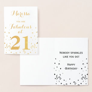 21:a födelsedag Guld Foil Du är Fabulous vid 21 Folierat Kort