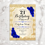 21:a födelsedag - Guld Rand Royal Blue Ro Inbjudningar<br><div class="desc">21:a födelsedagsinbjudan. Elegantens utformning i guld och royalets blå. Funktioner faux glitter guld rand,  sapphire ro snyggt script och confietti. Perfekt för en glam-födelsedagsfest.</div>