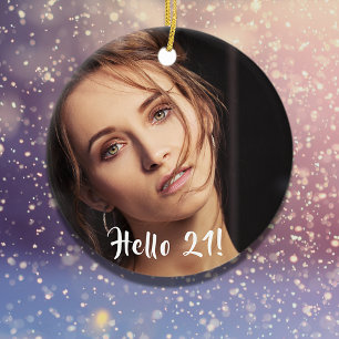 21:a födelsedag, hej 21 julgransprydnad keramik