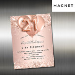 21:a födelsedag, inbjudningsmagnet för ro guld<br><div class="desc">För elegant 21:a födelsedag. En bakgrund i ro guld. Dekorerad med ro guld,  rosa faux glitter,  gnistor och ballonger. Anpassa och lägg till information om namn och party. Namn är skrivet med ett handskript stil,  nummer 21 med ballong stil typsnitt.</div>