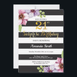 21:a födelsedag Kvinnoinbjudan Blommigt Inbjudningar<br><div class="desc">Överraskad 21:a födelsedagsinbjudan till kvinnor. Svarta och Guld Födelsedagsfest Inbjudan. Guld Glitter. Lila Watercolor Blommigt Flower. Black and White Rand. Utskrivbar digital teknik. Om du vill göra ytterligare anpassningar klickar du på knappen "Anpassa" och användor verktyg som är utformat för att ändra mallen.</div>