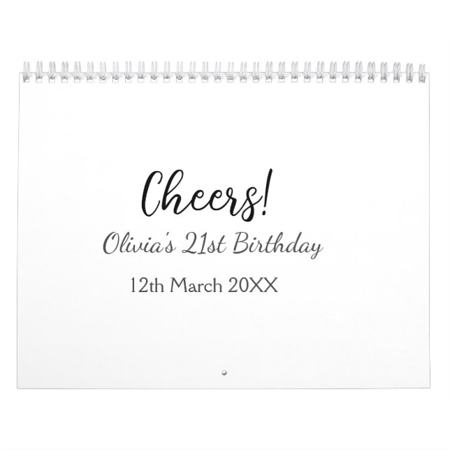 21:a födelsedag - lägg till namn-datum - minimalt kalender (Omslag)
