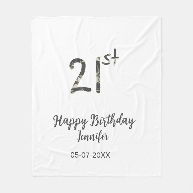 21:a födelsedag Lägg till svart mall för namn-datu Fleecefilt (Framsidan)