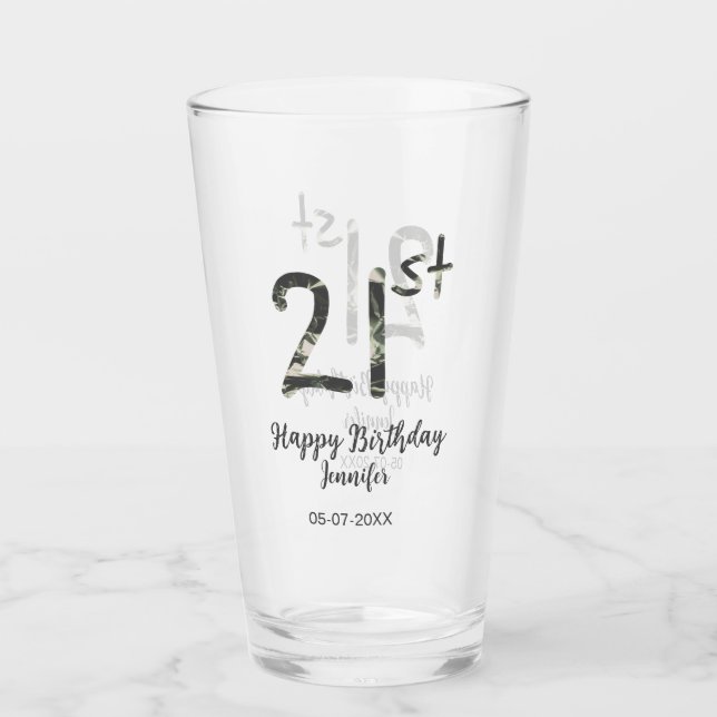 21:a födelsedag Lägg till svart mall för namn-datu Glaskopp (Framsida)
