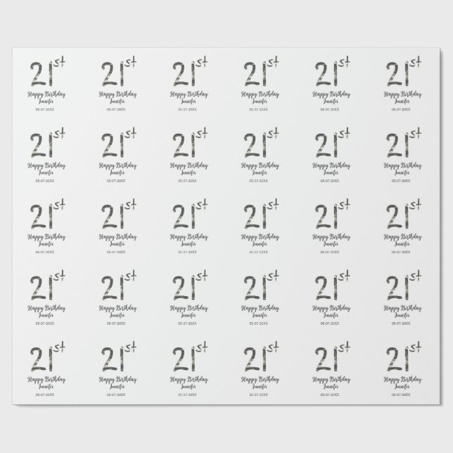 21:a födelsedag Lägg till svart mall för namn-datu Presentpapper (Platt)