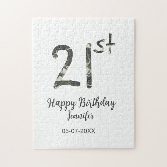 21:a födelsedag Lägg till svart mall för namn-datu Pussel (Vertikal)