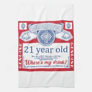 21:a födelsedag laglig, var är min drink? kökshandduk