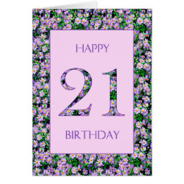 21:a födelsedag Lila Daisy Hälsningskort