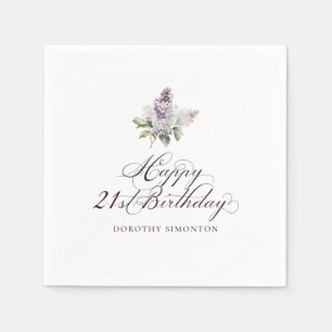 21:a födelsedag Lila Lilac Vår Flower Cocktail Pappersservett