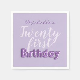 21:a födelsedag Lila Party Pappersservett