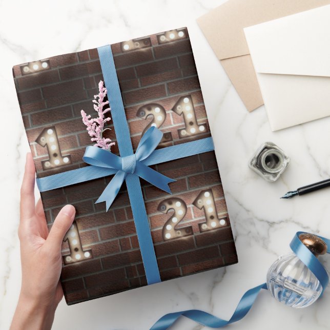 21:a födelsedag ljus på tegel presentpapper (Gifting)