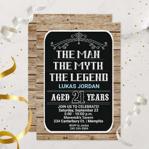 21:a födelsedag mannen, myten, legenden 21 YRS Inbjudningar