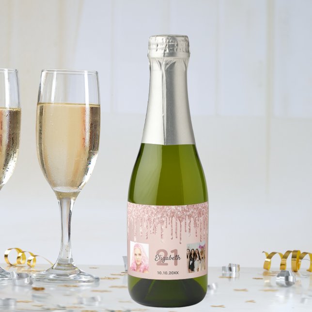 21:a födelsedag med  glitter, ro guld (Skapare uppladdad)