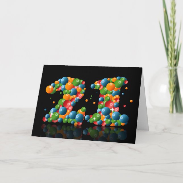 21:a födelsedag med siffror från bollar kort (Framsida)