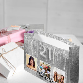 21:a födelsedag med silver glitter-fotot namn unik