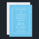21:a födelsedag Modern minimalistisk blå vit Anpas Inbjudningar<br><div class="desc">Skrivs ut med elegant,  klassblå vit bakgrund och textmallar för personlig som du kan redigera och anpassa! Du kan också ändra färg och åldern om du vill!</div>