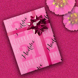 21:a födelsedag Modern Rosa Typografi Presentpapper