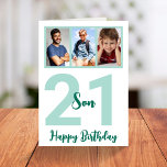 21:a födelsedag Modern Script Photo Collage Kort<br><div class="desc">Ljug på en ansikte med den här personligen, 21:a födelsedag, modernt fotosamlingskort för din son. - Klicka bara för att anpassa utformningen 🔥 Mina löften - Denna design är unik och designad med tanke på 🙏 Tack för att du stöder mitt lilla företag - Om du vill ha en skräddarsydd...</div>