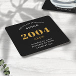 21:a födelsedag Namn 2004 Svarta Guld-Elegantens C Underlägg Papper Kvadrat<br><div class="desc">Premium 21:a födelsedagen Black and Guld Personlig Papper Underlägg - Firande Elegance. Fira en milstolpe-födelsedag i stil med vår chic, förstklassiga, 21:a födelsedag pappra underlägg. Exakt designat med ett påfallande svart- och guld-färg-system tillför dessa underlägg en aning lyx och sofistikering till vilken 21:a födelsedagskalas som helst. Uttryck ditt personliga stil...</div>