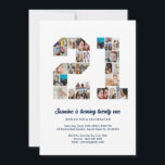 21:a födelsedag nummer 21 Anpassningsbarnas fotoko Inbjudningar<br><div class="desc">Minneshögtid 21:a födelsedagen med denna söta inbjudan. Det är en personlig fotocollage inbjudan som gör att du kan skapa en helt unik och minnesvärd design. Med den här mallen för anpassade kan du infoga dina egna omhuldade foton och fånga de värdefulla ögonblicken i ditt liv. Den här inbjudan är perfekt...</div>
