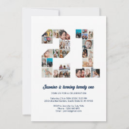 21:a födelsedag nummer 21 Anpassningsbarnas fotoko Inbjudningar