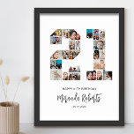 21:a födelsedag nummer 21 Anpassningsbarnas fotoko Poster<br><div class="desc">Fira 21:a födelsedagen med den här personligen nummer 21 fotokollage poster. Anpassadets gåva är också perfekt för bröllop-årsdagen. Det är ett underbart sätt att visning värdefulla minnen från ditt bröllop och gifta liv. Poster innehåller en samling foton som fångar in dessa speciella ögonblick och kan anpassas med namn, födelsedatum eller...</div>