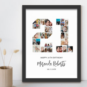 21:a födelsedag nummer 21 Anpassningsbarnas fotoko Poster