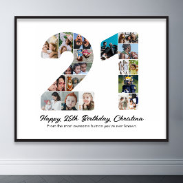 21:a födelsedag nummer 21 fotominnesdag poster