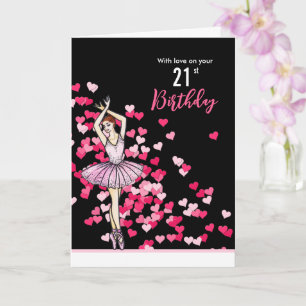 21:a födelsedag Önskemål Ballerina Rosa Dress Kort