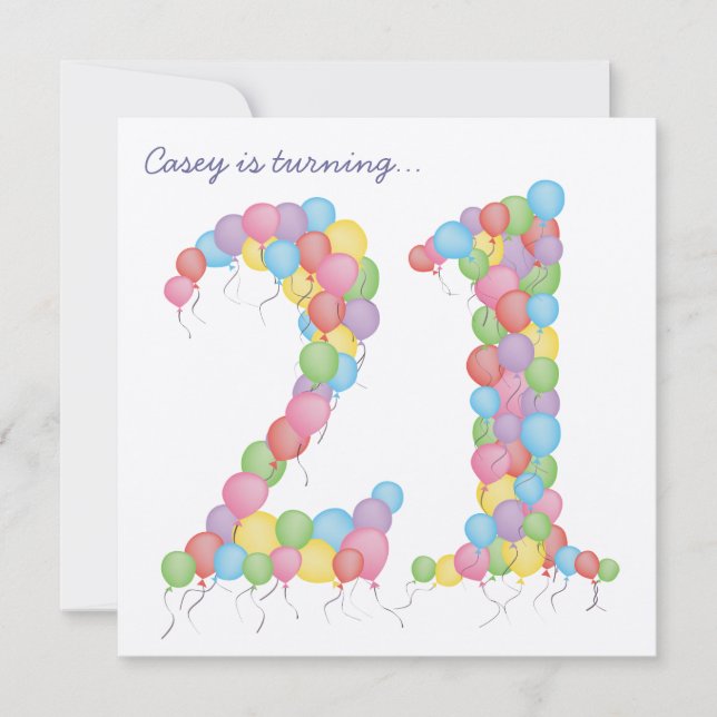 21:a födelsedag Party Anpassningsbar Inbjudan (Framsida)