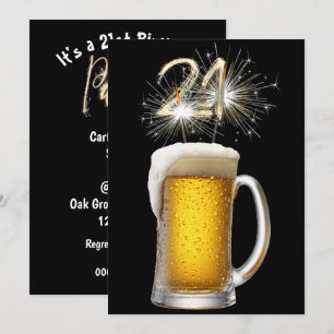 21:a födelsedag Party Beer och Sparklers Inbjudningar