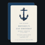 21:a födelsedag Party: Blåhavsankare i Inbjudningar<br><div class="desc">21:a födelsedag i Party Modern Elegant - inbjudan till marin flotta med blå navigationsankare</div>