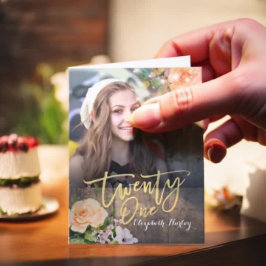 21:a födelsedag Party Blommigt String Light Photo Inbjudan