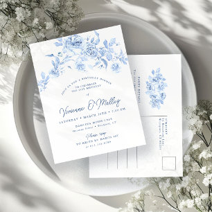 21:a födelsedag Party Blue Blommigt Inbjudan Vykort