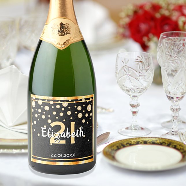 21:a födelsedag party diamanter glitter svarta gul (Skapare uppladdad)
