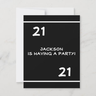 21:a födelsedag Party - enkel svartvitt Inbjudningar