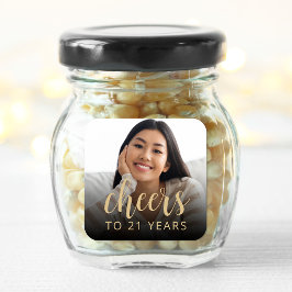 21:a födelsedag Party fotoboers Fyrkantigt Klistermärke