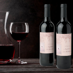 21:a födelsedag party fotodroppar ro guld glitter vinflaska etikett