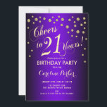21:a födelsedag Party - Guld Lila Inbjudningar<br><div class="desc">21:a födelsedag för kvinnor eller manar. Utformning av eleganten med faux glitter guld och lila. Har skript-typsnitt och -konfiguration. Skål till 21 år! Perfekt för en snyggt bday firande</div>