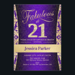 21:a födelsedag Party - Guld Lila Inbjudningar<br><div class="desc">21:a födelsedag i lila och guld. Elegant inbjudan-kort med faux glitter guld och diamanter. Innehåller dämpat mönster och skriptteckensnitt. Fabulous på 21! Klassisk perfekt för snyggt party. Berätta om du behöver en anpassningsbar ålder.</div>
