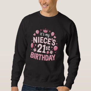 21:a födelsedag Party Krona Rosa Bubbar 21 C Lång Ärmad Tröja