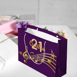21:a födelsedag party lila guld musik noter