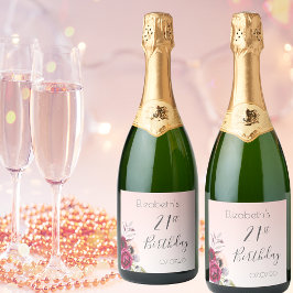 21:a födelsedag party ro guld  rosa blommigt