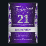 21:a födelsedag Party - Silver Lila Inbjudningar<br><div class="desc">21:a födelsedag i lila och silver. Elegant inbjudan-kort med faux glitter silver och diamanter. Innehåller dämpat mönster och skriptteckensnitt. Fabulous på 21! Klassisk perfekt för snyggt party. Berätta om du behöver en anpassningsbar ålder.</div>