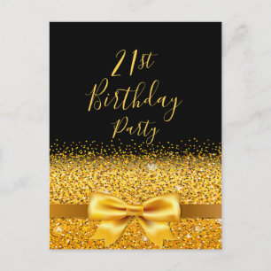 21:a födelsedag party svarta guld-bås inbjudan