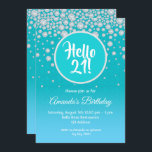 21:a födelsedag party tealblåa diamanter glitter inbjudningar<br><div class="desc">En elegant och glamorös inbjudan till en party på 21:a födelsedag för en flicka. Chic faux diamanter på teal-,  grönt- och ljusblå ombre-bakgrund. En stor teal-färgad med modern handskriven stil-text: Hej 21! Mallar för information om party. Vit brev.</div>