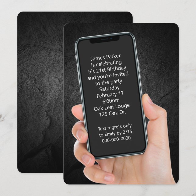 21:a födelsedag Party-textmeddelande Inbjudningar (Fram/baksida)