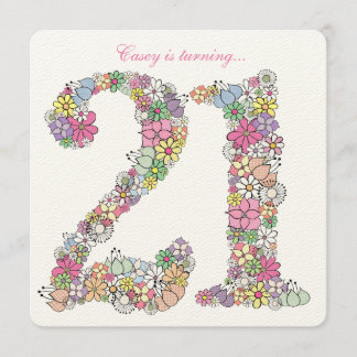 21:a födelsedag Party Vår Blommigt Anpassningsbar Inbjudningar