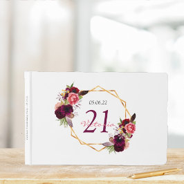 21:a födelsedag party vit rosa blommigt geometrisk gästböcker
